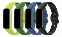 Comprar 4 Pulseiras De Silicone Para Samsung Galaxy Fit2 R220 Sm-r220 Largura 16mm - Cores Verde Limão Verde Militar Azul Preto