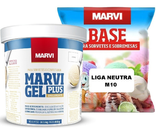 Kit Emulsificante 850g + Liga Neutra M10 1kg P Sorvete Marvi