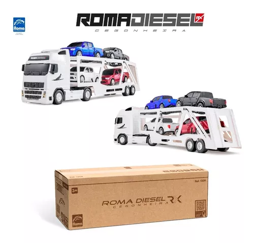 Caminhão Cegonheira Gigante 4 Carrinhos 80cm Roma Brinquedos