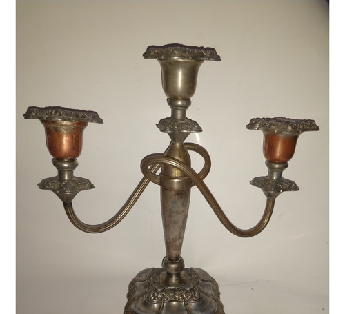 Candelabro Antiguo Broce Y Peltre  