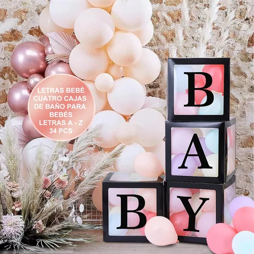 Baby Shower Boxes Cajas De Ducha Para Bebé,30 Letras, Negras