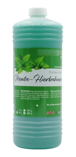 Shampoo De Menta-hierbabuena Libre De Sal  (1 Litro). 