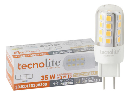 Foco Led 3w 127 V Gy6.35 3000k 3djcdled30v300color De La