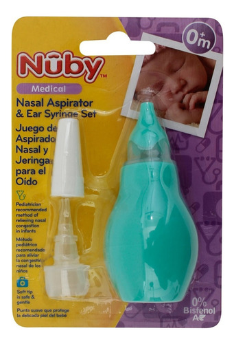 Aspirador Nasal Bebes Y Jeringuilla Para Oido Nuby Color Verde Agua