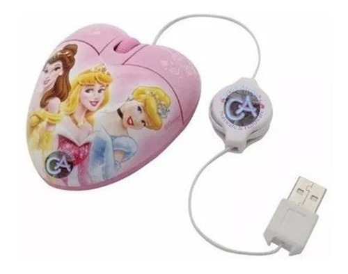 Mouse Mini Retráctil Diseño Corazón Princesas De Disney