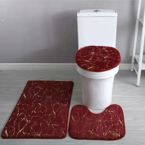 Set De Baño 3 Piezas Con Relieve Unicolor Tf.