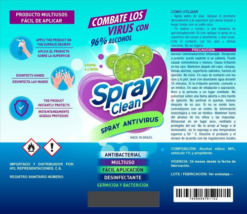 Desinfectante En Spray Contra Virus Tipo Lysol