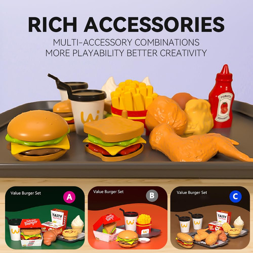 Set 71 Alimentos Niños Hamburguesas Papas Alas Diversion Color