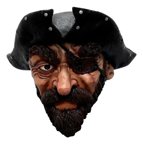 Máscara De Pirata Con Sombrero Látex Ghoulish Color Negro