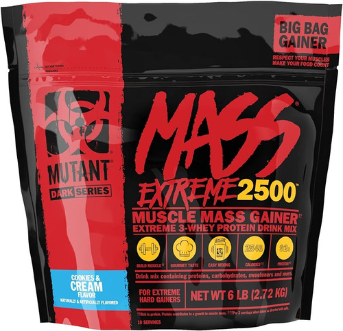 Proteina Mutant Mass Extreme 2500 6 Lbs Ganador De Peso Sabor Vainilla