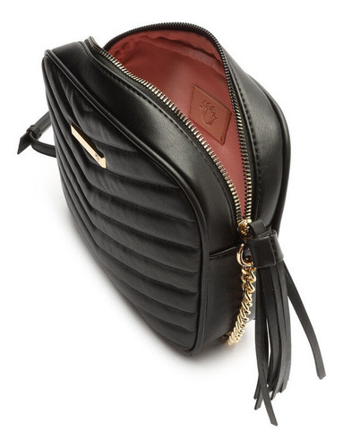 Imagem 4 de 4 de Bolsa Feminina Tiracolo Câmera Matelassê Preta - My Shoes