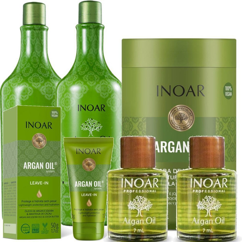 Inoar Argan Oil Kit Salão Sh+cond 1l+máscara 1kg+2óleo Inoar