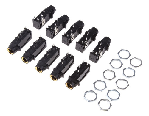 10 Conectores Hembra De Audio Hembra De 4 Pines, 1/4 Pulgada