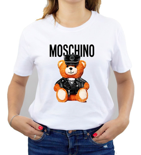 Polera Dama Estampada 100%algodon Diseño Oso Moschino