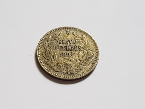 Moneda Chile 1901 5 Centavos De Plata Peso Coleccion