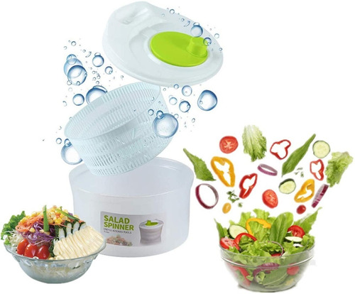 Secador Centrifugador De Lechugas Verduras Frutas Y Verdura Manual Ensaladas Spinner Escurridor