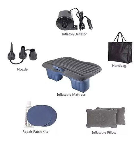 2 Colchon Inflable Con Compresor 12v Y 2 Almohadas Para Auto
