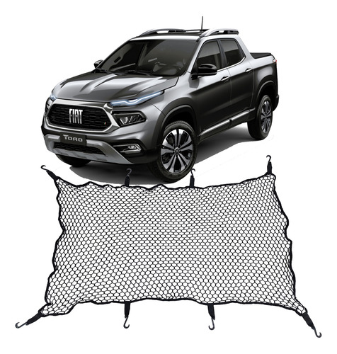 Rede Caçamba Fiat Toro 100x150 Reforçada Elástico E Ganchos