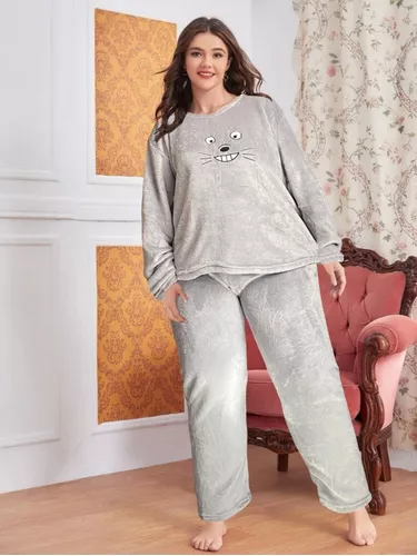 Pijama De Mujer Tallas Extra Tela Polar Flane para Invierno