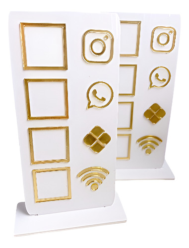Placa Para Qr Code Pix, Insta, Whatsapp E Wi-fi Fundo Branco