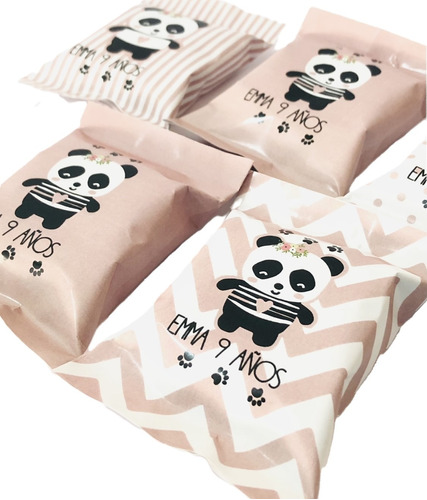  Golosinas Personalizadas X 10 Osito Panda Rosa Candy Bar 