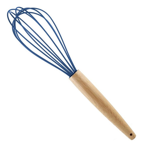 Fouet De Silicone E Madeira 25cm Até 240º Gourmet Azul