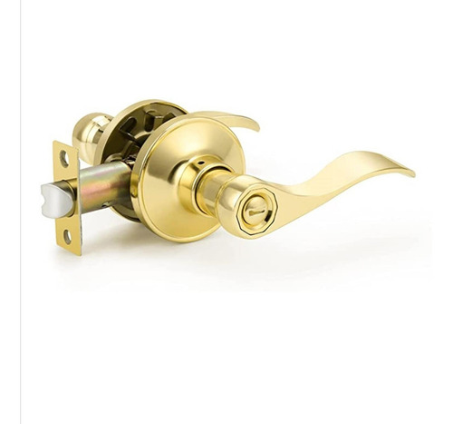 Cerradura Manija Curva Baño Laton Brillante Pf0069 Color Dorado