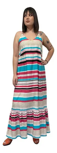 Vestido longo listrado horizontal sales