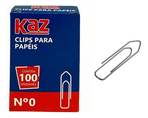 Caixa Com 100 Clips Para Papéis N. 0 Cor Prateado