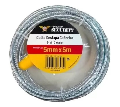 Cable Destapa Cañeria Manual 5mm X 5mts Security