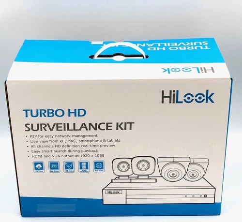 Imagen 2 de 4 de Kit Hilook Dvr+2 Camaras Bala 2 Mp+2 Domo 2 Mp Cableado