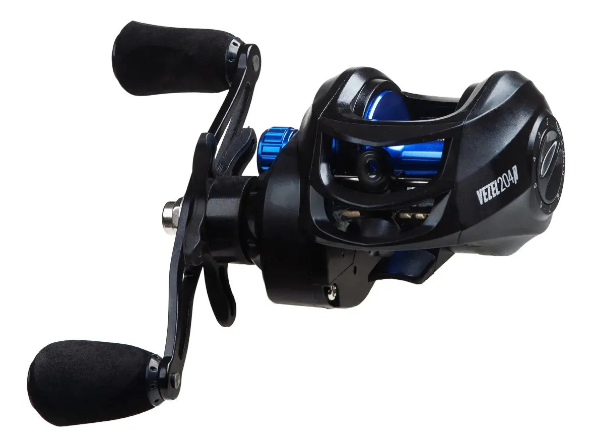 Reel Baitcasting Waterdog Grafito Huevito Vezel 204 Pesca Negro Izquierdo