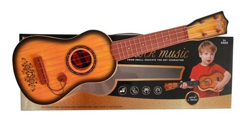 Imagen 1 de 6 de Guitarra Ukelele Infantil Simil Madera 4 Cuerdas 56 Cm Viaje