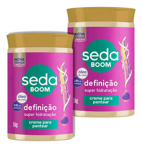 2 Uni Creme Para Pentear Seda Boom Definição 1 Kg