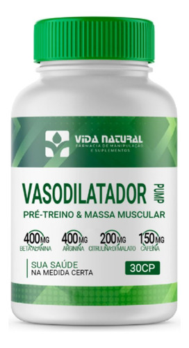 Vasodilatador 30 Cápsulas Pré-treino & Massa Muscular