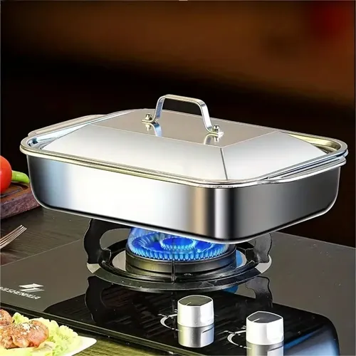 Assadeira Resistente Inox Com Tampa - Antiaderente .