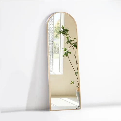 Espelho De Chão Oval Base Reta Com Moldura Metal 1,80 X 0,80 Moldura Dourado