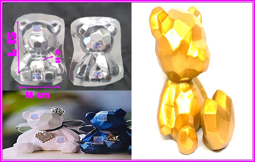 Molde de urso geométrico 3D 15* 11* 6 cm, cor branca
