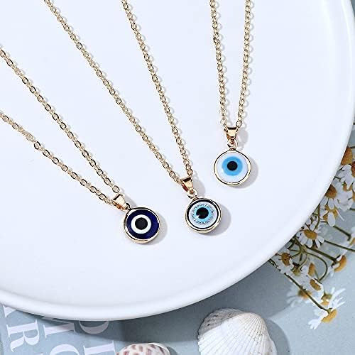 Colorful Bling 2 Piezas Collar De Mal De Ojo Tercer Ojo Azul