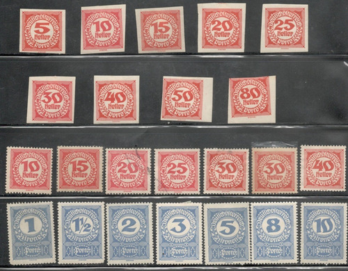 Austria 1920 Serie Numerales Rojos Y Azules