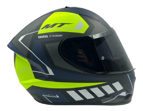 Casco Integral Mt Stinger B Hole C3 Azul Amarillo Mate