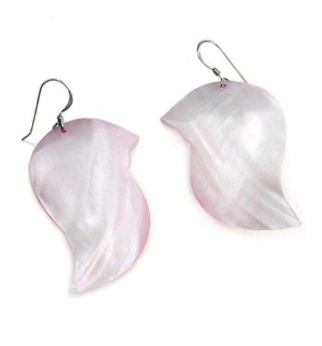 Aretes Anzuelo - Abstract Pink Cloud Shaped Mother Of Pearl 