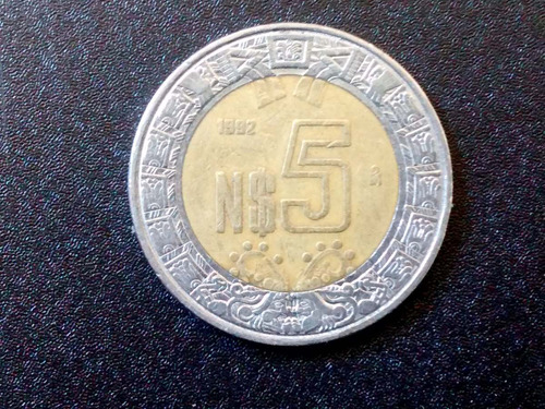 Moneda Mexico 5 Pesos 1992 - Binmetalica  (x248.