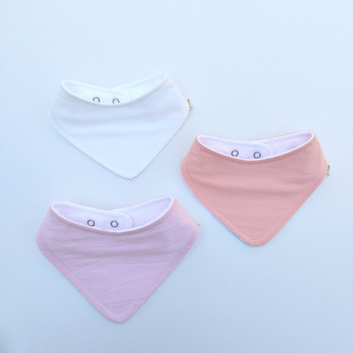 Imagen 5 de 10 de Pack X5 Babero Bandana Liso Doble Broche Somos Fabricantes