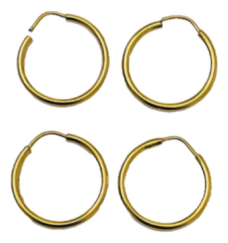 Arracada Lisa Chapa Oro 14k Bisuteria Aretes 6 Pares