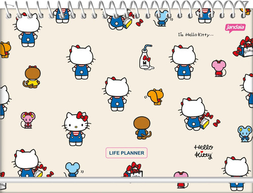 Agenda Espiral Life Planner Hello Kitty Bege 104 Folhas Ano 2023