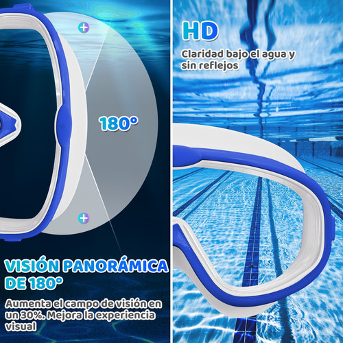 Kit Gafas Goggles Natación Para Niños Anti-vaho Uv Y Diadema Color Azul/blanco