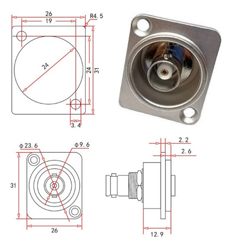 Conector Bnc Doble Tipo D Para Adaptar En Faceplate Hembra