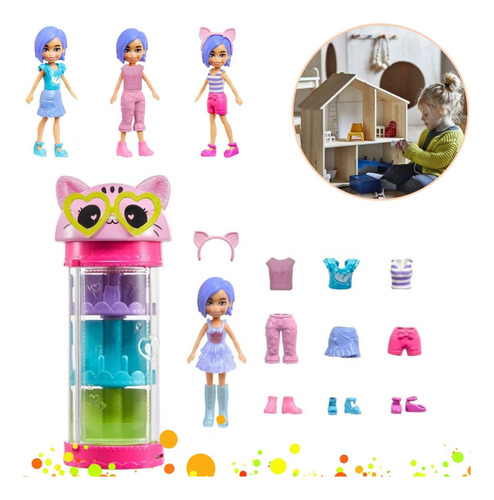 Boneca Polly Pocket Conjunto Closet Giratório + Acessorios