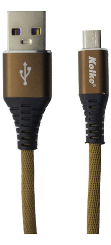 Cable Carga Rapida Y Datos Micro Usb Kolke 5a Mallado Gold Color Dorado
